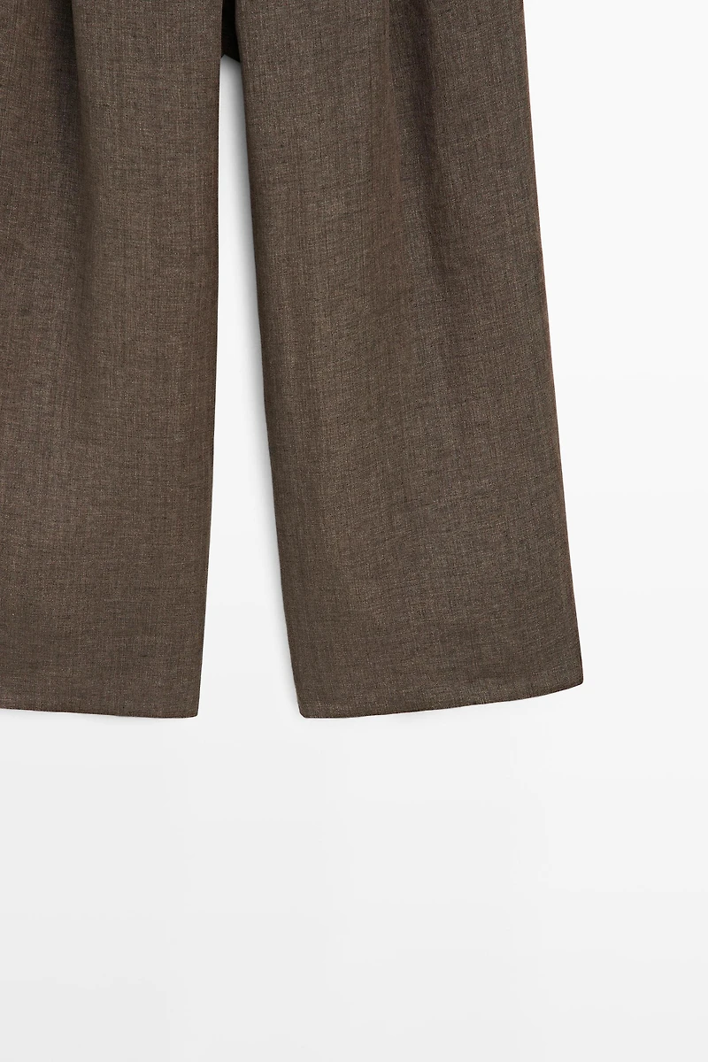 Linen melange darted trousers