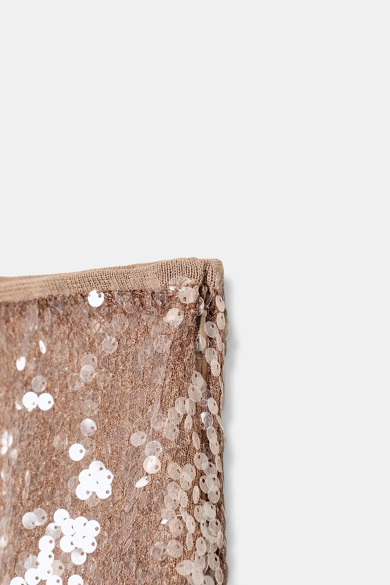 SEQUIN KNIT LACE MINI SKIRT