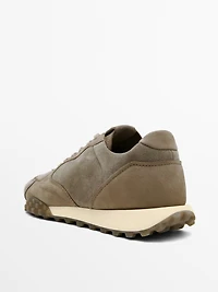 Contrast leather trainers