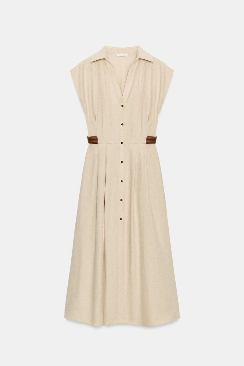 LINEN BLEND SHIRTDRESS
