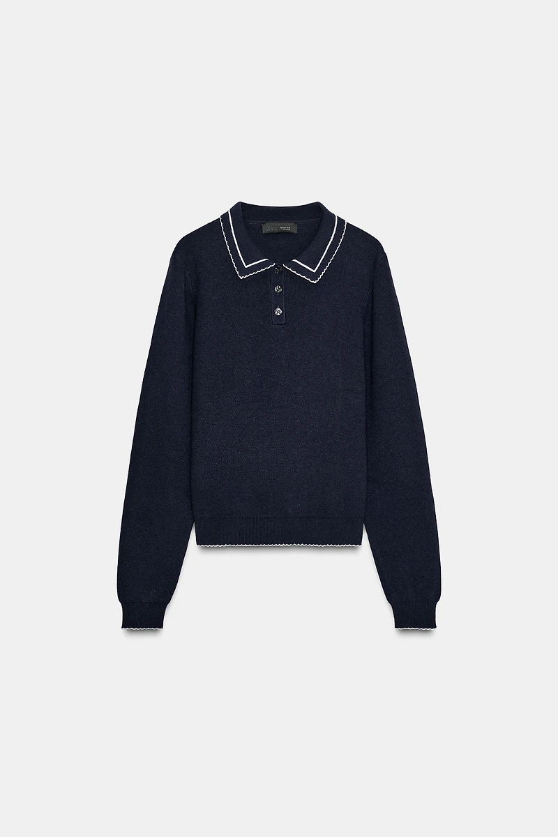 CONTRAST PIPING KNIT POLO SHIRT