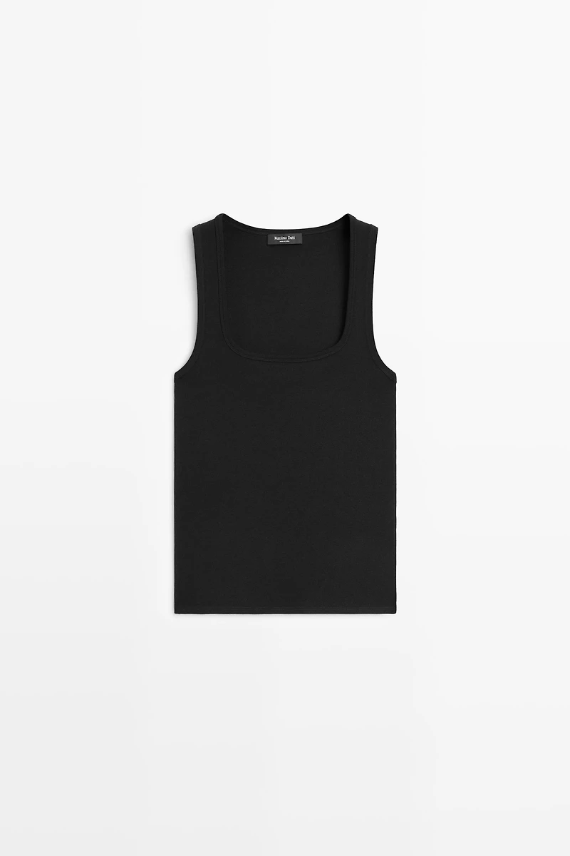 Cotton blend square neck top