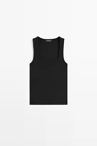 Cotton blend square neck top
