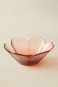 GLASS BOWL WITH RAISED FLORAL DESIGN