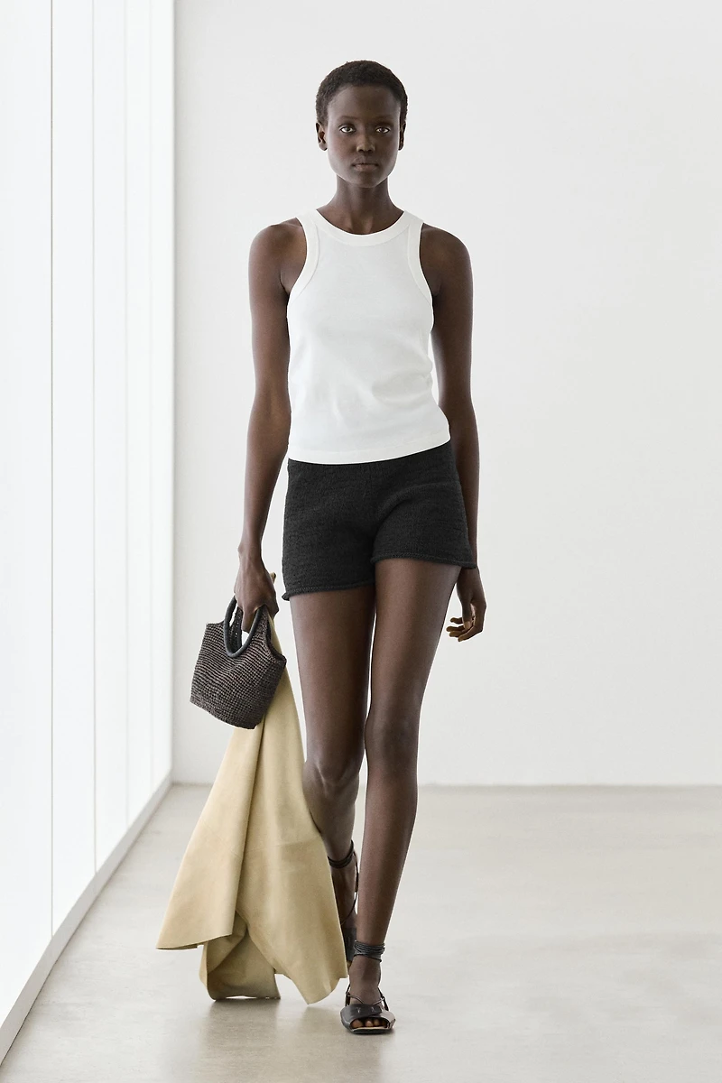 Textured knit shorts