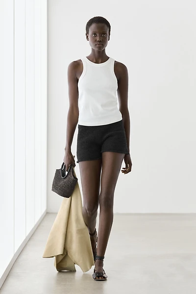 Textured knit shorts