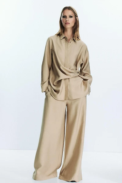 GOLD BUTTON WRAP SHIRT