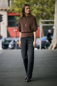 BELTED CAPE KNIT TOP