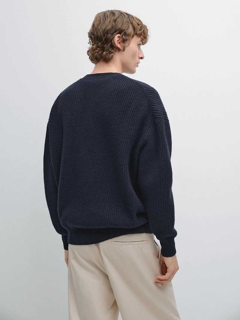 Cardigan à col en V laine mélangée