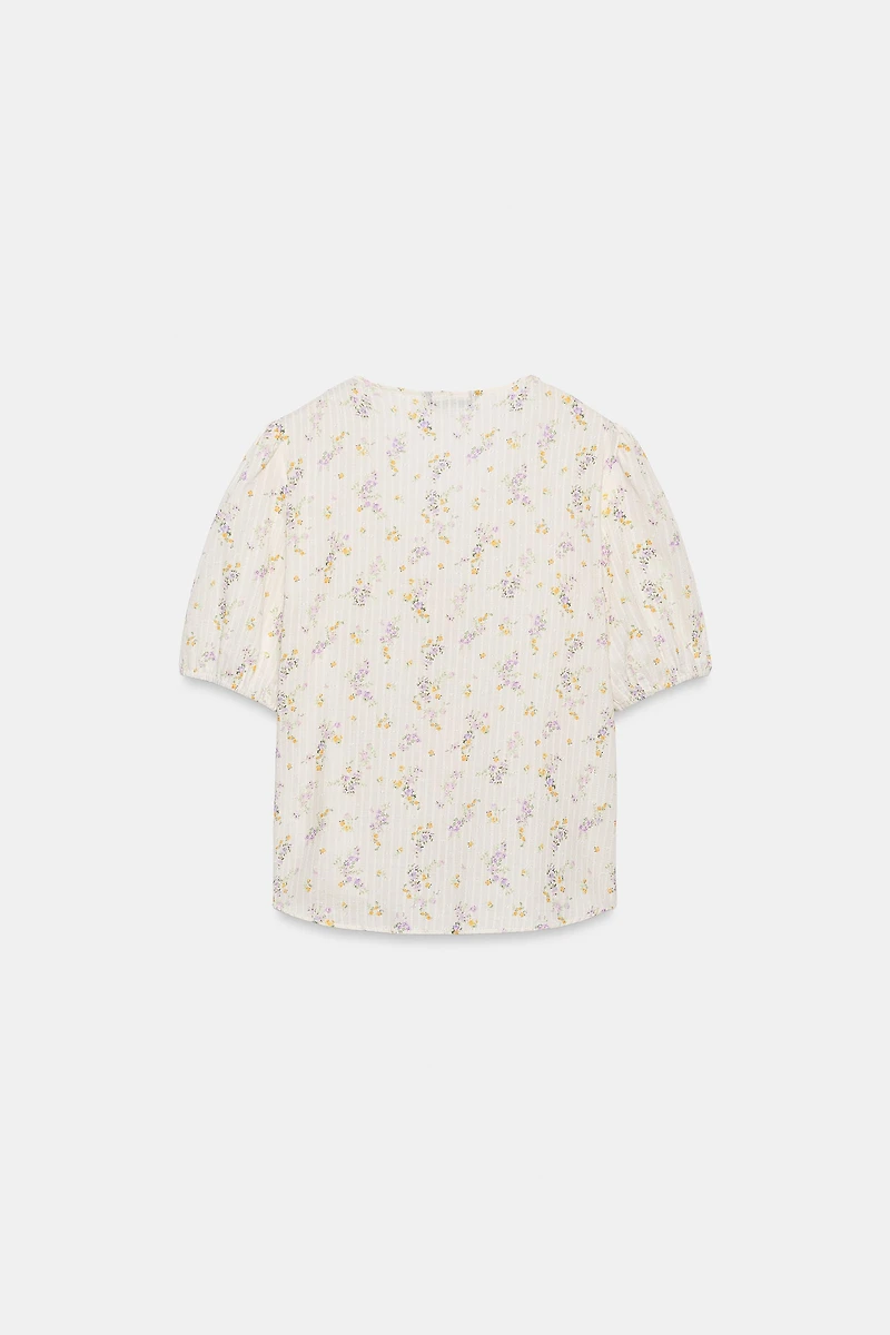 FLORAL PRINT PINTUCK BLOUSE