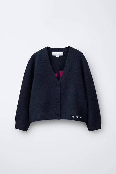 CONTRAST TEXT CARDIGAN