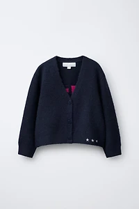 CONTRAST TEXT CARDIGAN