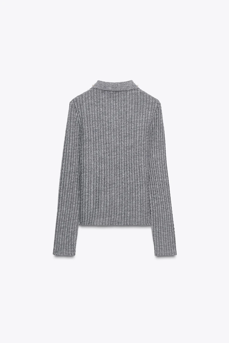 JEWEL NECK CROPPED CARDIGAN