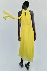 PLEATED MIDI DRESS