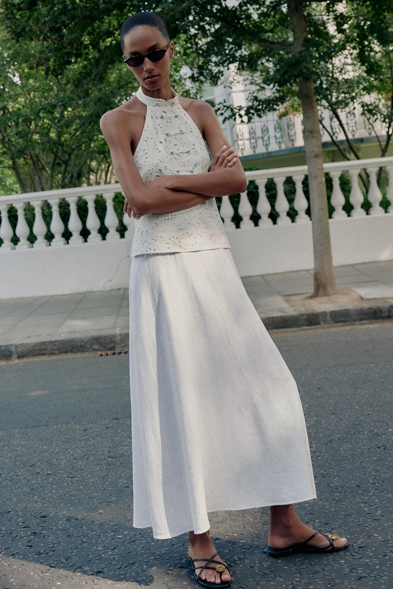 COMBINED OPENWORK EMBROIDERED DRESS