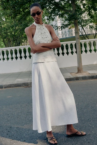 COMBINED OPENWORK EMBROIDERED DRESS