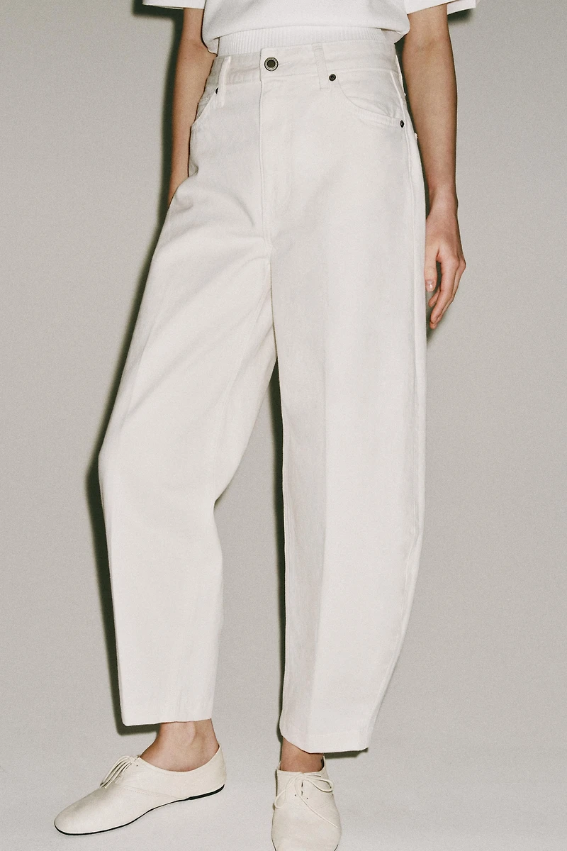 ZW COLLECTION HIGH WAIST STRIPED TAPERED JEANS
