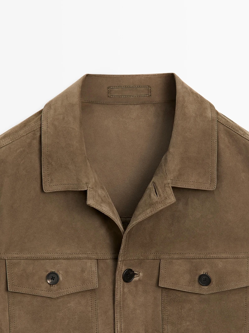 Distressed effect leather jacket with pockets