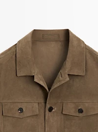 Distressed effect leather jacket with pockets