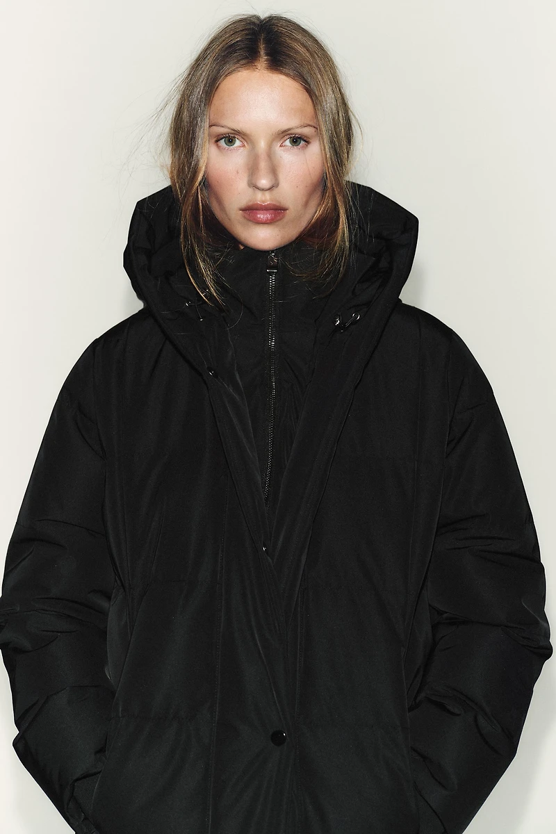 DOUDOUNE LONGUE À CAPUCHE DÉPERLANTE COUPE-VENT