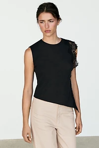 Sleeveless top with lace detail