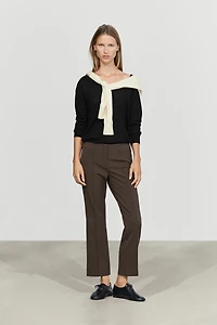 Wool-blend kick flare pants