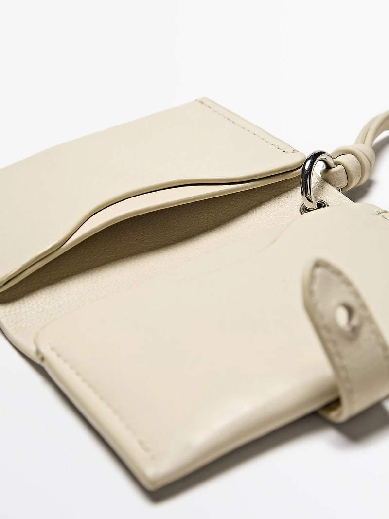 Nappa leather charm card holder