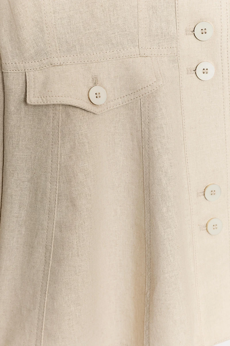 FITTED LINEN JACKET WITH SHOULDER PADS