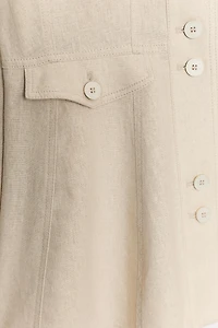 FITTED LINEN JACKET WITH SHOULDER PADS