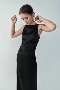 DRAPED SATIN DRESS