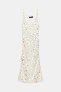 SEQUIN RED MIDI DRESS
