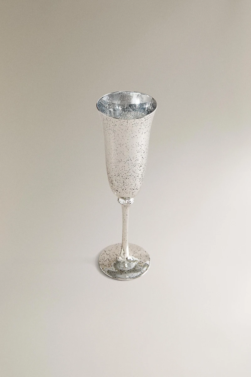 MERCURIZED GLASS CHRISTMAS FLUTE GLASS