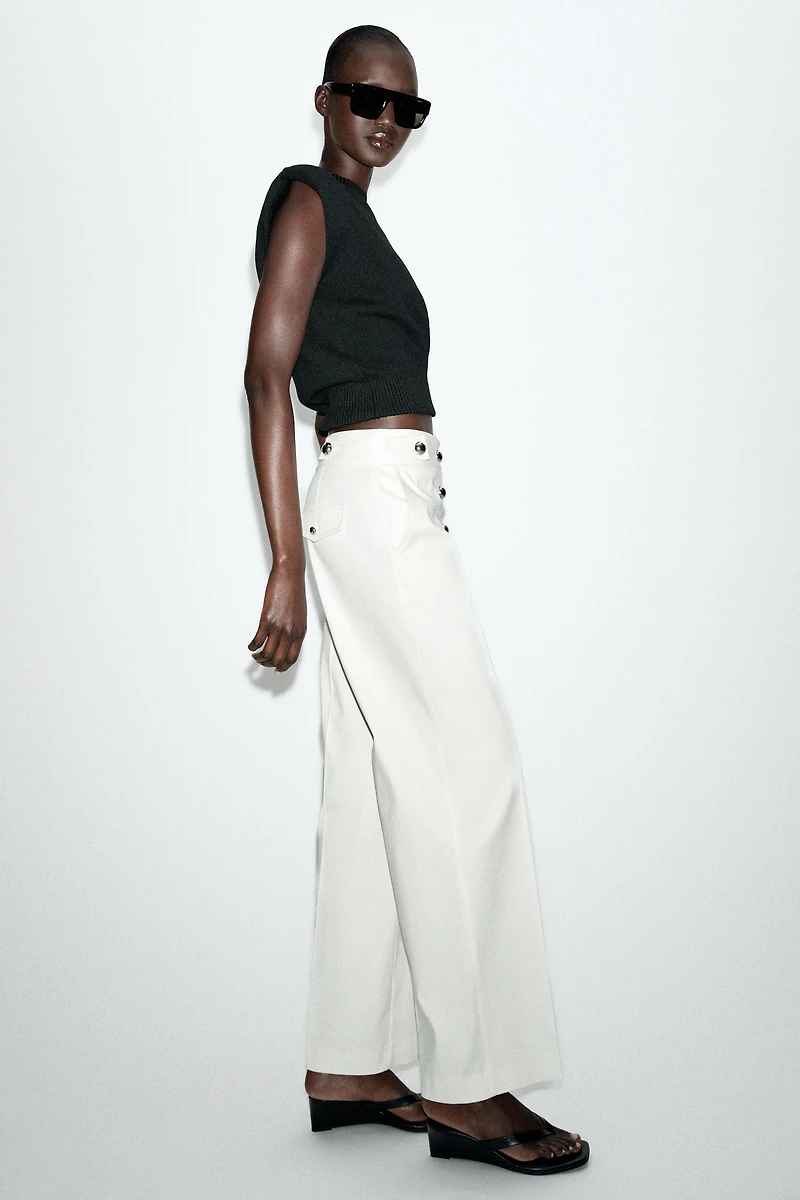 METALLIC BUTTON PANTS