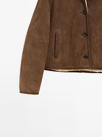 Short leather jacket with lambskin
