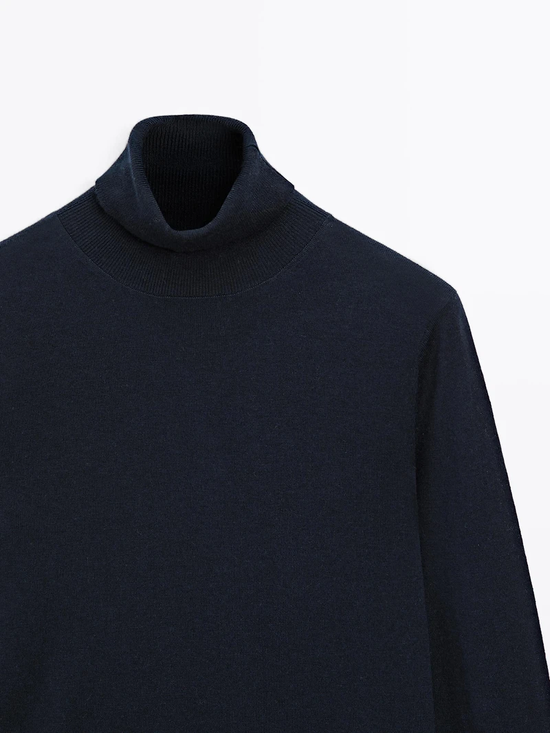 Pull laine col roulé