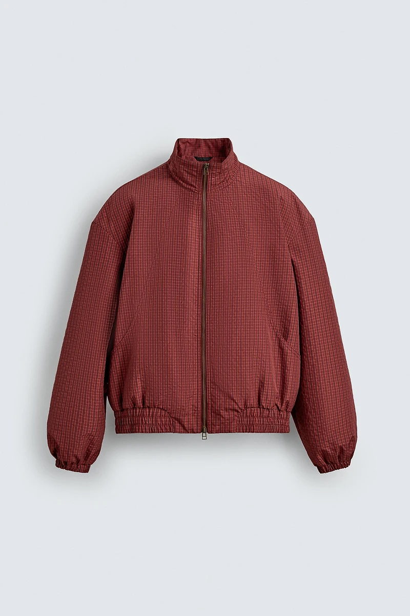 PLAID PUFFER WINDBREAKER JACKET