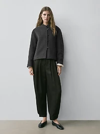 Wool blend jacket with collar detail