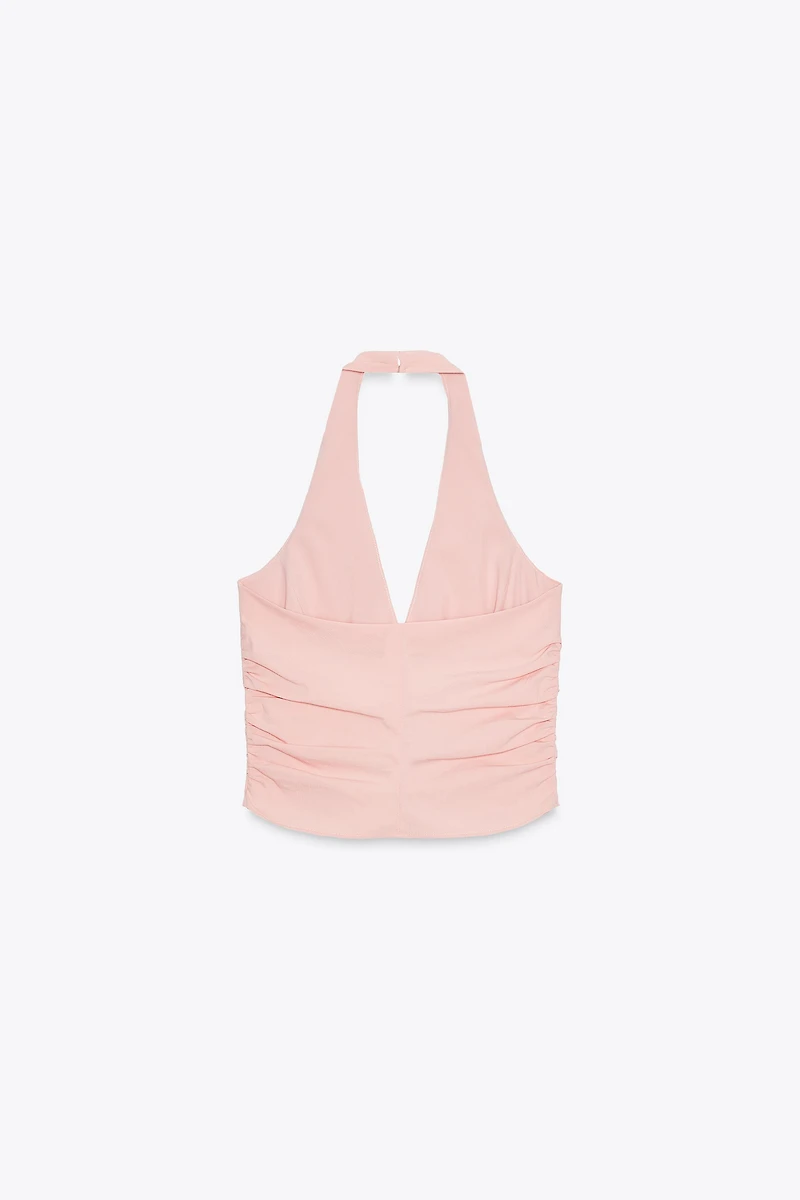 RUCHED HALTER VEST TOP