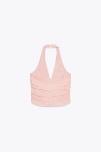 RUCHED HALTER VEST TOP