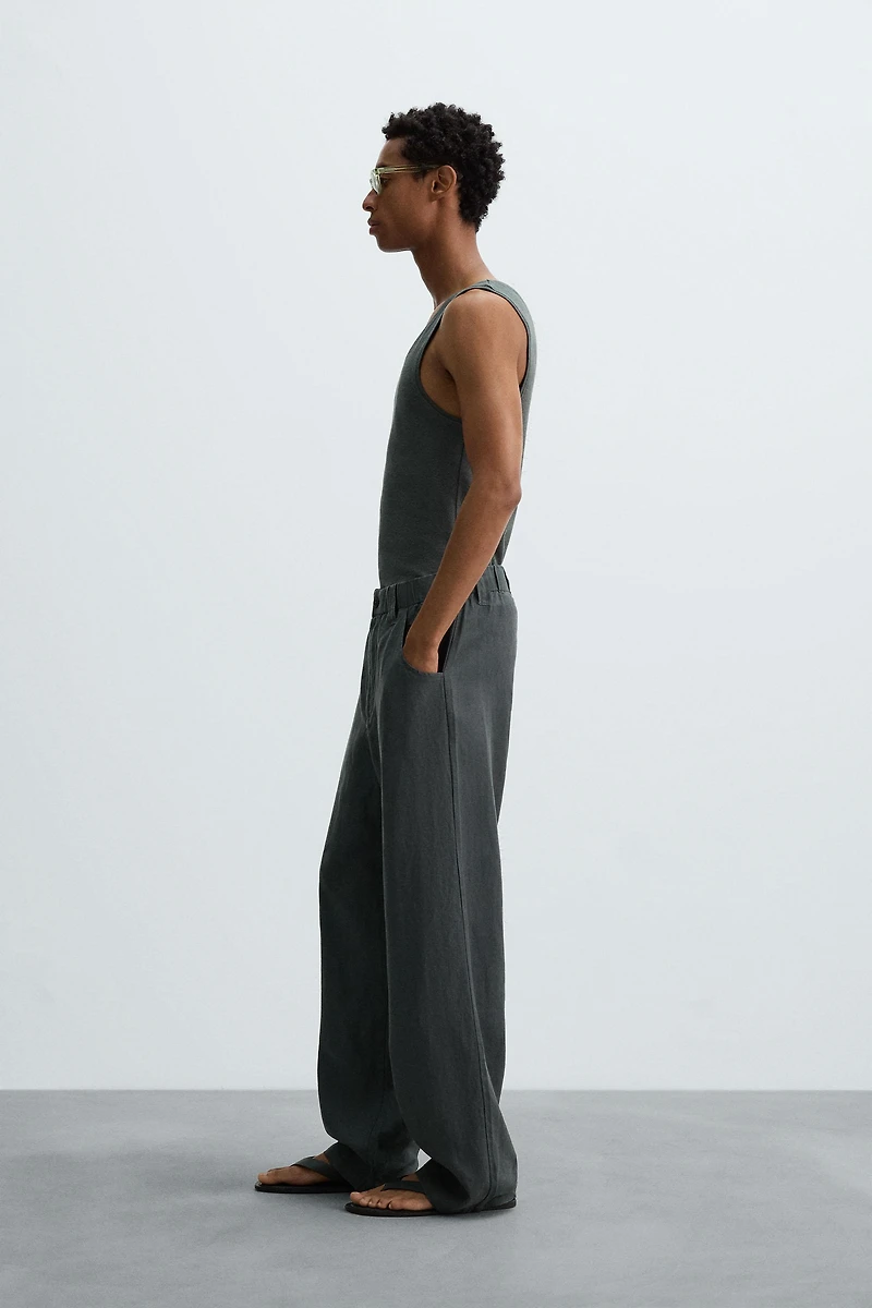 RIBBED COTTON-HEMP TANK TOP