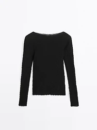 Long sleeve textured 100% cotton top