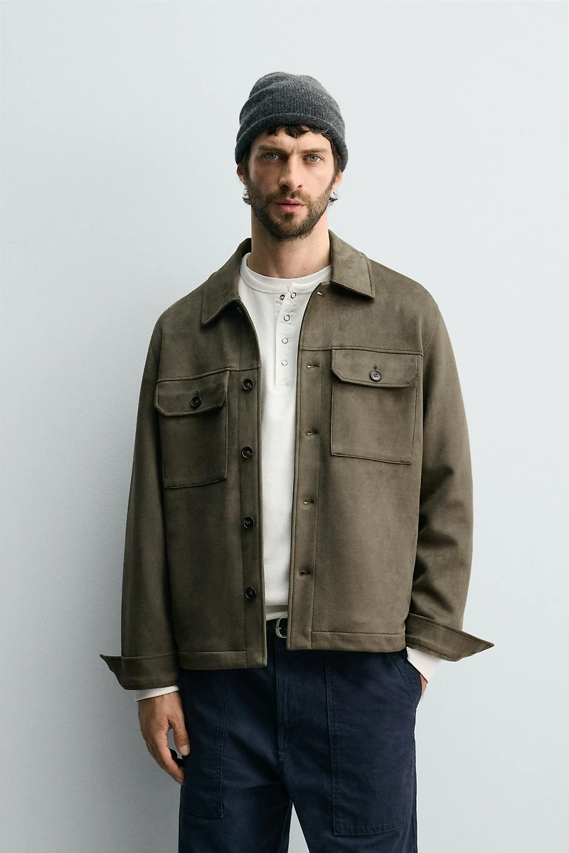 FAUX SUEDE OVERSHIRT