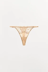 TANGA IMPRIMÉ FLEURS EN DENTELLE