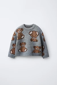 BEAR PRINT KNIT SWEATER