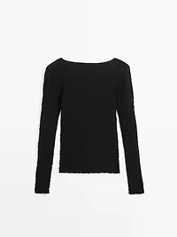 Long sleeve textured 100% cotton top