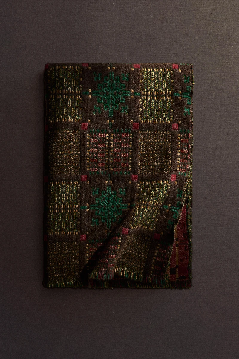 COUVERTURE TRICOT GÉOMÉTRIQUE NOËL