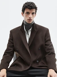 Long double-breasted wool blend coat - LIMITED