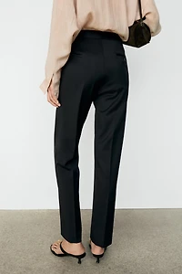 100% cool wool straight-leg pants