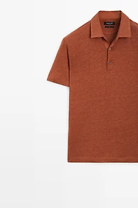 100% linen short sleeve polo shirt