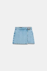 Z1975 WRAP DENIM SKORT WITH BUCKLE